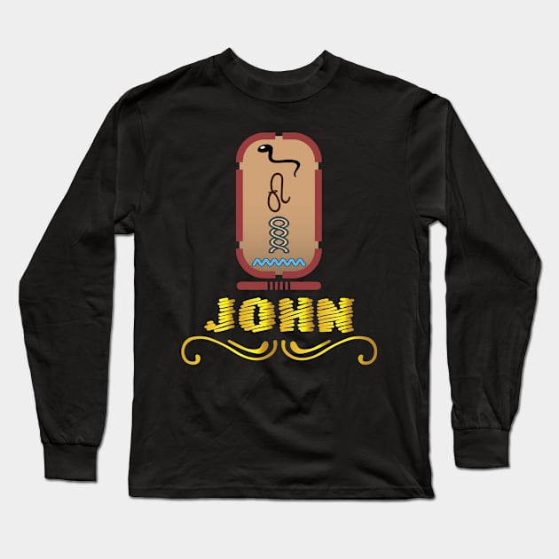 JOHN-American names in hieroglyphic letters-JOHN, name in a Pharaonic Khartouch-Hieroglyphic pharaonic names Long Sleeve T-Shirt by egygraphics